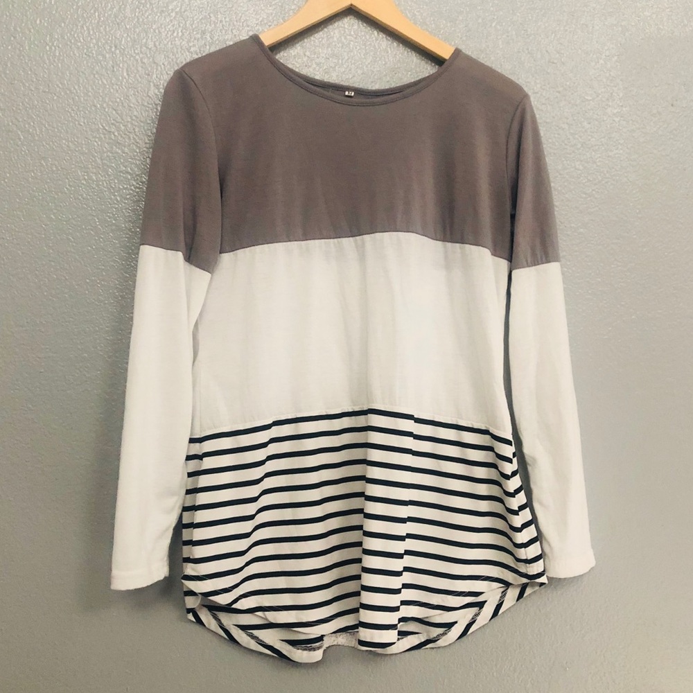 Grey and white long sleeve